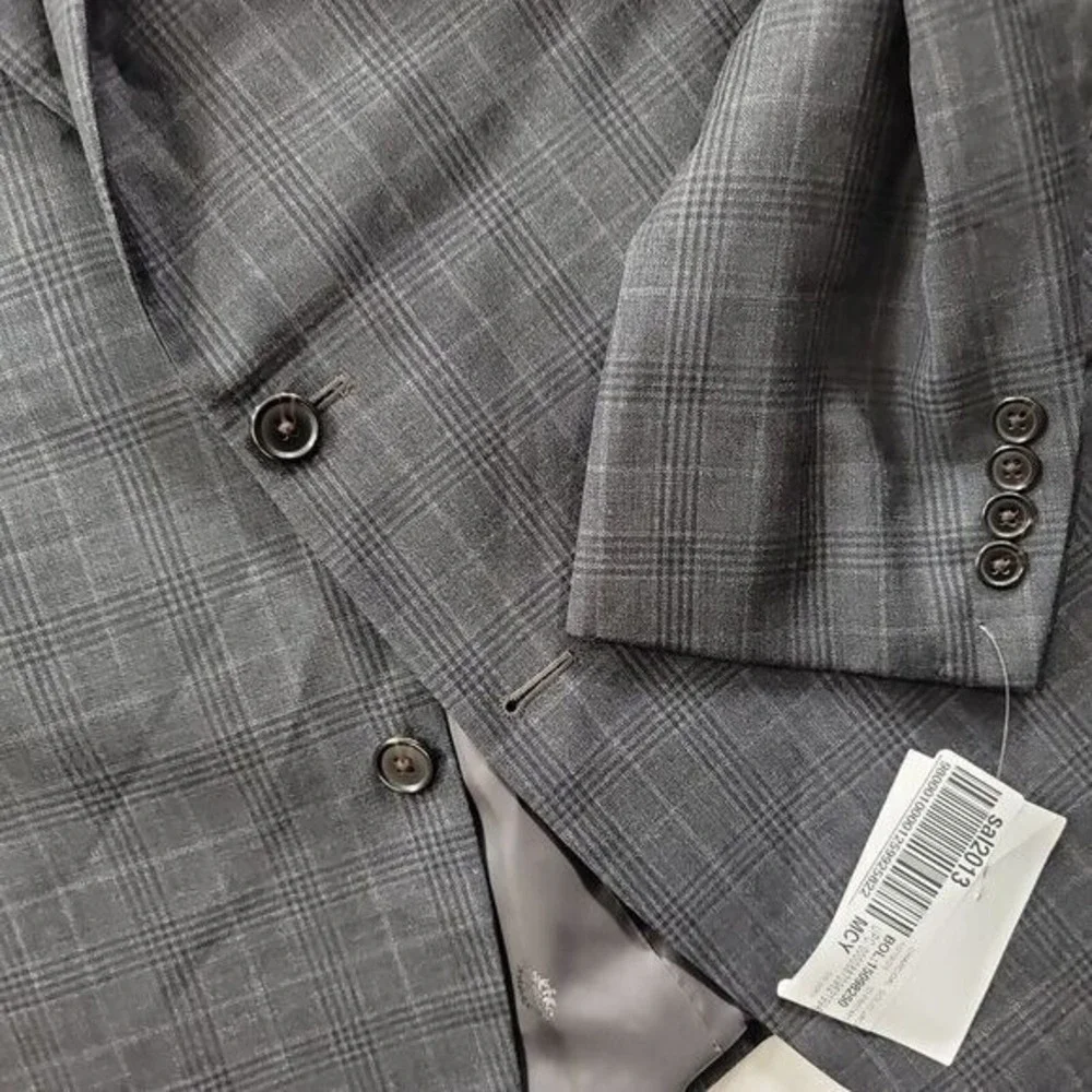 LRL Ralph Lauren Sport Coat Mens 50R Charcoal Plaid Classic‎ Blazer $295 NEW